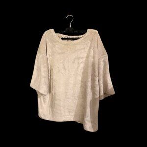 H&M Cream Faux Fur Textured Boxy T-Shirt – Size L